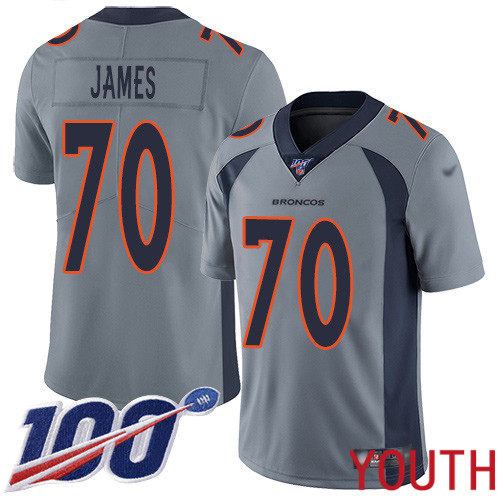 Youth Denver Broncos #70 Ja Wuan James Limited Silver Inverted Legend 100th Season Football NFL Jersey